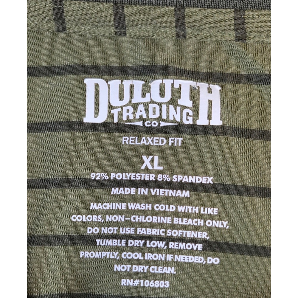 Duluth Trading Co Mens XL Relaxed Fit Striped Polo Shirt Green Workwear‎ Outdoor - Picture 3 of 10